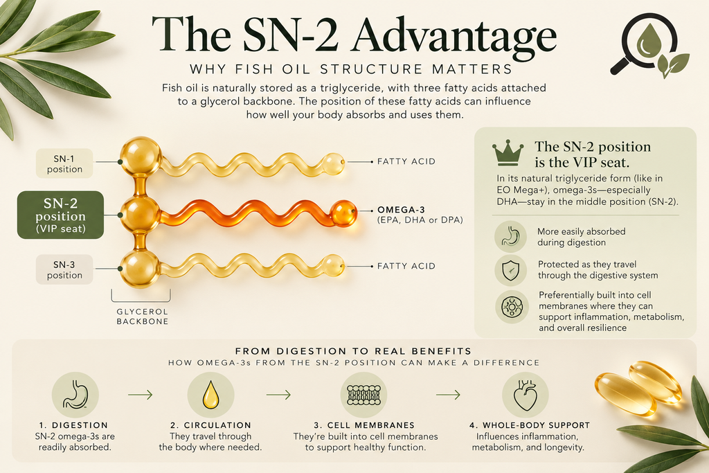 Infographic comparing EPA, DHA, and DPA omega-3 fatty acids, their biological roles, and common marine food sources.